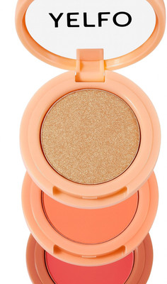 Yelfo Blusher Powder And Highlighter Eyeshadow Palette Highlighter(3in1 Multicolor Shimmer Blush Contour With Brush Kit For Face Makeup Combo)