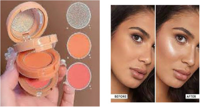 Lui Pui great makeup 3 in 1 blusher highlighter pack of 1(multicolor)