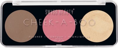 SWISS BEAUTY Cheek- A- Boo Face Palette -01 with Blusher , Contour and Highlighter(01)