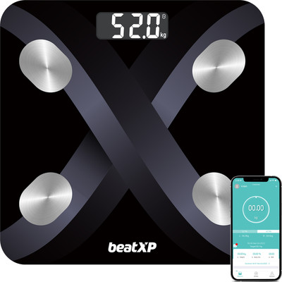 beatXP SmartPlus Edge BMI + 13 Body Parameters|Bluetooth App| Weighing Scale(Black)