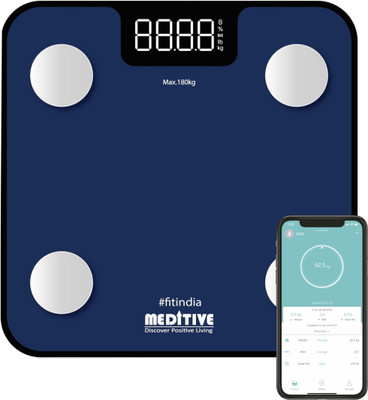 MEDITIVE Digital BMI Weighing Scale Human Body Min. Weight 7 Kg | Max. Weight 180 Kg Weighing Scale(Blue)