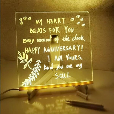 Kshavi Board for Writing, 3D Acrylic LED Message Board, Led Writing Board Board Chalk