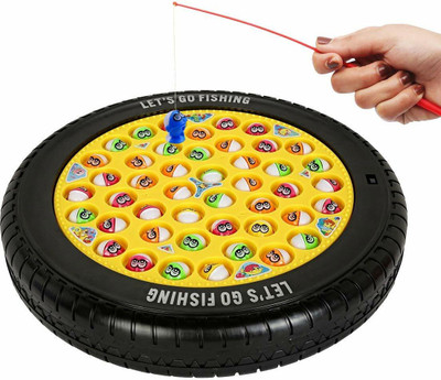 toyden Fish Catching Game with Music & Rotating Board for Kids - 45 Fishes(Yellow)