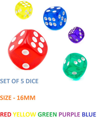 Brightstar Ludo Dice 16mm (Multicolour) - Pack of 5 Board Game Accessories