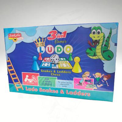 Meesaj Ludo Chess Snakes & Ladders 3-in-1 Game Set – Compact Family Board Game for All Party & Fun Board Game