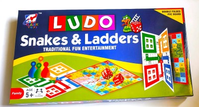PETERS PENCE LUDO BLUE 2 IN 1 LUDO , SNAKES & LADDERS SMART KIDS BOARD GAME Party & Fun Board Game
