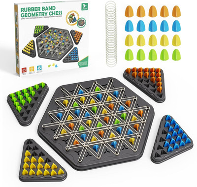 ZUNBELLA Chain Triangle Chess Game – Triggle Rubber Band Game Puzzle Toy for Kids(1 Pieces)