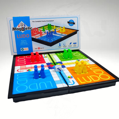 Meesaj Magnetic Ludo with Folding Board – Classic Indoor Game Set with Dice & Storage Party & Fun Board Game