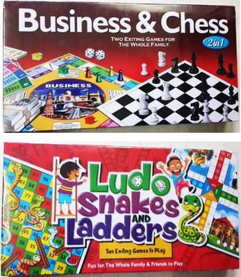 NILSEA , MMT Mini Business & Chess (2 In 1) + Mini Ludo Snakes & Ladders (2 In 1), Sets of 2 | Fun for The Whole Family & Friends Money & Assets Board Game NILSEA , MMT Mini Business & Chess (2 In 1) + Mini Ludo Snakes & Ladders (2 In 1), Sets of 2 | Fun for The Whole Family & Friends Money & Assets Board Game