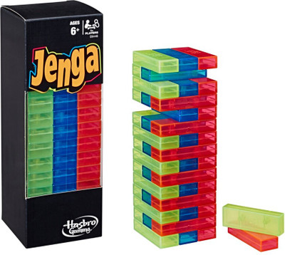 HASBRO GAMING Jenga Neon Pop Building Blocks Tumbling Tower Game for Kids Ages 6 and Up Party & Fun Board Game