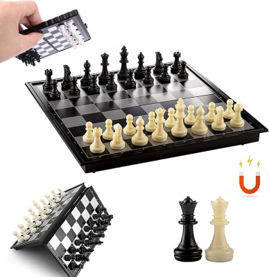 SARASI Magnetic Chess Game, Develop Strategic Skills, 1 Board, 16 Black & 16 White Men, Strategy & War Board Game