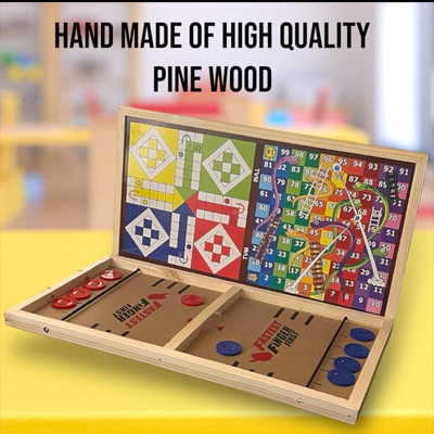 Tvm Wooden Fastest Finger First Game, Ludo & Snakes and Ladders Game, 3 in 1 Game Party & Fun Board Game