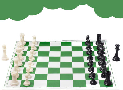 MM toys 18'' x 18'' Premium Vinyl Foldable Chess Game, Solid Plastic Pieces Strategy & War Board Game