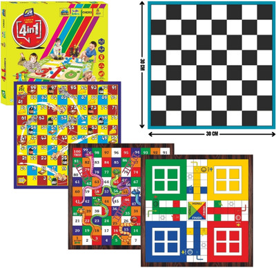 Fast Rush 4-in-1 Board Game Combo Chess Board Game Snake & Ladder Ludo Game Dart Board Game