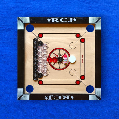 RCJ CARROM BOARD 20X20 INCH,CARROM COIN,POWDER&STRICKER.a15 Carrom Board Game