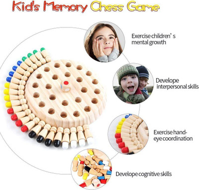 MAITRI ENTERPRISE Wooden Memory Chess Matching Game Family Board Games for Kids and Adults M140 Board Game Accessories