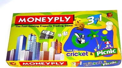 PETERS PENCE MONEYPLY GAME 3 IN 1 CRICKET & PICNIC Board Game for Families and Kids Money & Assets Board Game