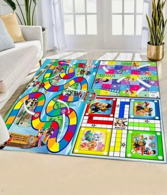 URBANE CHIC Paws Jumbo 3 in 1 Ludo,Snake & Ladder, Round Trip Reversible Play Mat 54 X 54 IN Party & Fun Games Board Game