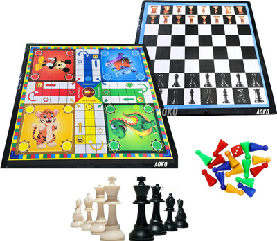 AOKO 2 in 1 Ludo and Chess Board game 12x12 Inch) Party & Fun Board Game