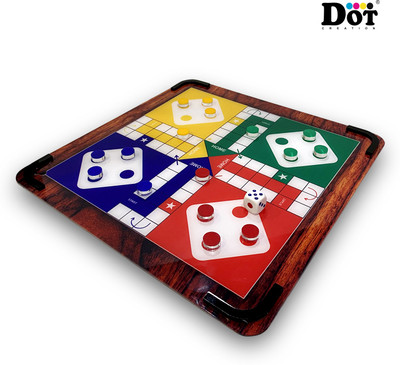 DOT CREATION Wooden Design Acrylic Ludo with snake & ladder board, Size(13x13 inch) Party & Fun Board Game