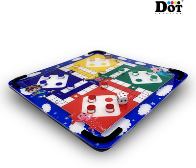 DOT CREATION Cocomelon Acrylic Ludo with snake & ladder board for kids, Size(13x13 inch) Party & Fun Board Game