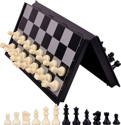 Pseudo Magnetic Chessboard Game Set with Folding Travel Portable Case for Kids & Adults Board Game Accessories