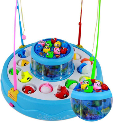 Goyal's Fish-Catcher with 26 Piece Fishes, 2 Rotary Ponds and 4 Pods with Music & Light Party & Fun Board Game