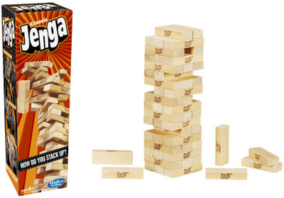 HASBRO GAMING Classic Jenga, Hardwood Blocks, Stacking Tower Game for Kids Ages 6 and Up Strategy & War Board Game