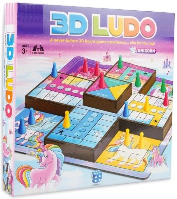variety palace 3D Ludo Board Game Made with Wooden 3 Dimensional Ludo Toy Box for Kids Party & Fun Games Board Game