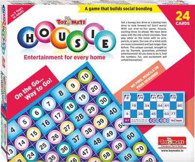 Toymate Housie 24 RED with reusable cards, A family fun game for small gathering Party & Fun Board Game