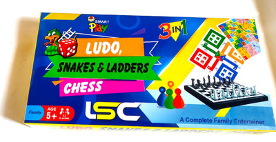 PETERS PENCE Ludo, Snakes & Ladders & Chess (LSC ) Medium Board Combo 12 INCHES Party & Fun Board Game