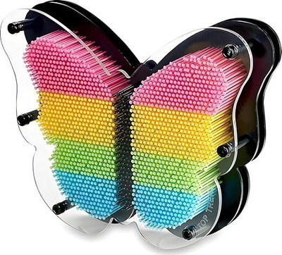 Bestie Toys 3D Pin Art Sensory Toy Butterfly Shape Rainbow Needles Fidget Palm Board Large Educational Board Games