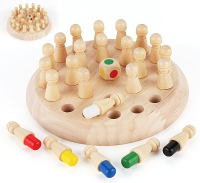 HOP N PLAY Wooden Memory Chess Brain Training Montessori Game Set For Kids Educational Educational Board Games