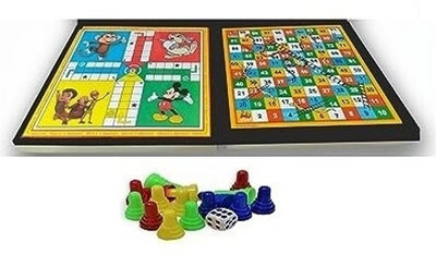 AOKO Ludo+Snake & Ladders 2 in 1 Combo With One Set Of Plastic coin & Dice board Game Party & Fun Board Game