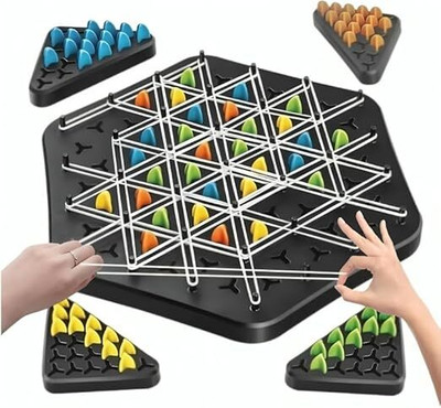 calyxia Triggle Game with Rubber Band Large Size Chain Triangle Chess Game, Triggle Game Board Game Accessories