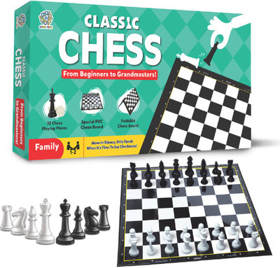 ATOM TOYS Junior Chess Board Game Set for Kids & Adults - 11" x 11" Board with Chess Pcs Strategy & War Board Game
