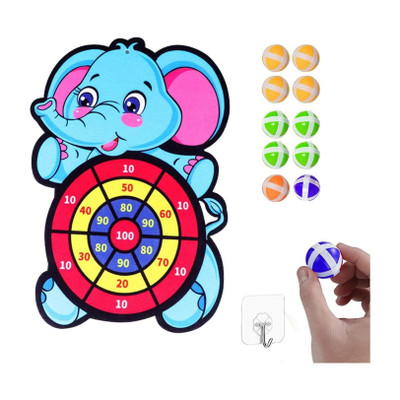 KIDOLOGY Dart Board Game for Kids Age 3+ Years with 10 Sticky Balls (Elephant Theme) Dart Board Game