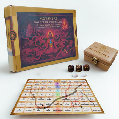 Occultify India Mokshpat Board – Vedic Divination Tool with Cowries & Dice for Spiritual Insight Educational Board Games
