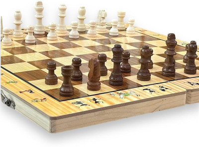 mayank & company Wooden Folding Chess Set - Handmade Game Board with Storage Box Party & Fun Board Game