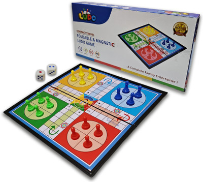 Synlark Magnetic Ludo Board game, Folding Ludo Board 4 Players Travel Game Kids & Adults Board Game Accessories