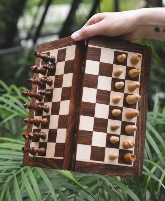 mayank & company New Travel Chess Set,Wooden Handcrafted Foldable Magnetic Chess Strategy & War Board Game