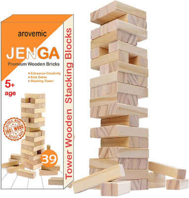 arovemic Jenga Wooden Block Stacking Tower Game for Kids Ages 5 and Up-5-5 Board Game Accessories