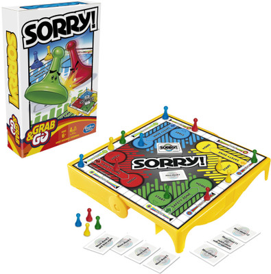 HASBRO GAMING Sorry! Grab and Go Board Game for Ages 6 and Up Mini Portable Game Board Game Accessories