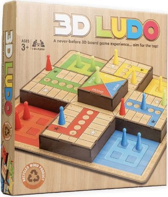 giftsrus Ludo 3 D Indoor Game-MDF Wooden Birthday Gift for Boys Girls Party & Fun Games Board Game
