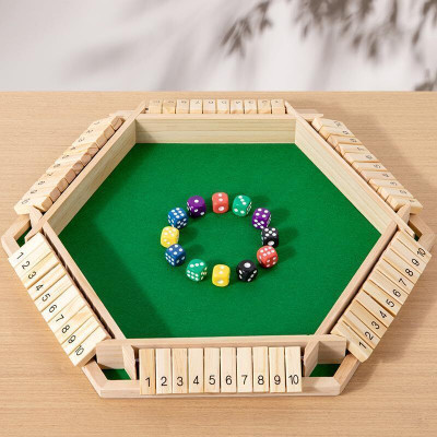 JOYCY 6Player ShutTheTile Game with Number Tiles and 12 Dice, Math Strategy Game Board Game Accessories