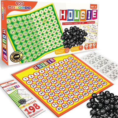Wembley Housie Tambola Game Set with 90 Tiles & 198 Tickets Family Party Board Game Set Educational Board Games