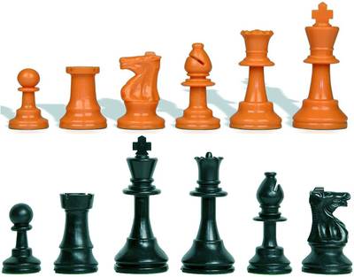 HK Sport & Toys Set of 32 Solid Plastic Chess Pieces | Chess Set | Chess Coin (Black and Orange) Board Game Accessories Board Game