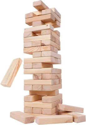 aarwomic Jenga Master 54-Piece Wooden [Tumbling Tower] [Brown] Educational Board Games
