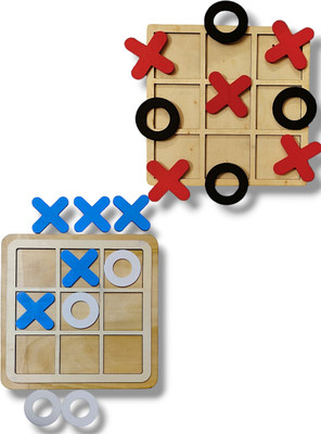 TATV QALAA Wooden Tic Tac Toe/ Criss Cross Puzzle/ Portable Game For Kids and Adults Party & Fun Board Game