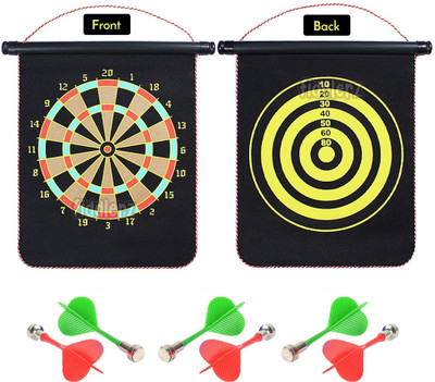 FIDDLERZ Double Sided Fold-able Magnet Dart Board with 4 Magnetic Darts | Magnet Dart Board Game for Kids, Family Game Dart Board 20 inch Dart Board Game